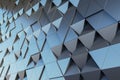 Abstract stylish wallpaper from metallic effect dark volumetric triangles, 3D rendering, mockup
