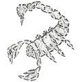 Abstract stylized B&W scorpion