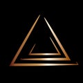Abstract stylized metal triangle on a black background.