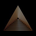 Abstract stylized metal triangle on a black background.