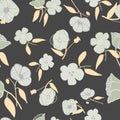 Abstract stylized poppies seamless vector pattern. Elegant floral print with grey, charcoal and ecru. Royalty Free Stock Photo
