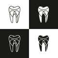 Abstract Dental Logo Design in black-and-white linear styleÃÅ½