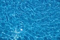 Abstract summer background with clear blue water in the swimming pool and sun reflection. Ripple water and gentle wave Royalty Free Stock Photo