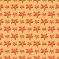 Abstract summer background with red starfish - seastar seamless pattern