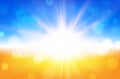 Abstract summer background with sun beams and blurred bokeh Royalty Free Stock Photo