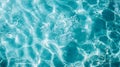 Abstract summer banner featuring transparent blue water surface with ripples, splashes, and bubbles Royalty Free Stock Photo