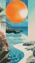 Abstract summer collage illustration. Trendy collage design