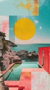 Abstract summer collage illustration. Trendy collage design