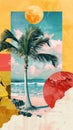 Abstract summer collage illustration. Trendy collage design