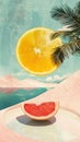 Abstract summer collage illustration. Trendy collage design