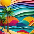 Abstract summer concept in papercut style in