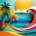 Abstract summer concept in papercut style in