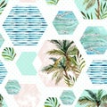 Abstract summer geometric hexagon shapes seamless pattern Royalty Free Stock Photo