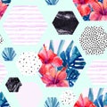 Abstract summer hexagon shapes seamless pattern Royalty Free Stock Photo