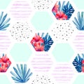 Abstract summer hexagon shapes seamless pattern Royalty Free Stock Photo