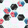 Abstract summer hexagon shapes seamless pattern Royalty Free Stock Photo
