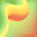 Abstract green, yellow and orange vector trendy background with fluid gradient 3d shapes, liquid colors. Isolated fluid design