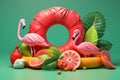 Abstract summer, travel and vacation objects in 3D style. Generative AI Royalty Free Stock Photo