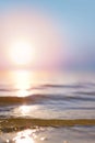 Abstract summer vacation background. Bokeh sunset light on summer sea beach Royalty Free Stock Photo