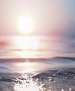 Abstract summer vacation background. Bokeh sunset light on summer sea beach Royalty Free Stock Photo