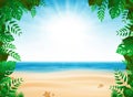 Abstract summer vacation with nature decoration on sunny beach background. illustration vector eps10 Royalty Free Stock Photo