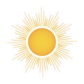 Abstract summer yellow sun with rays on an isolated light background. Vector icon, logo, design element.