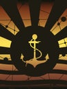 Sun rays backdrop with anchor icon