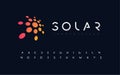 Abstract sun, flat style vector logo concept. Awesome orange isolated icon on black background. Round solar for business