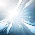 Abstract sun like blue and white surreal vector graphics with sun rays and strong light