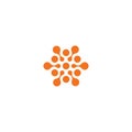 Abstract sun, orange color related circles logo. New technology vector symbol. Royalty Free Stock Photo