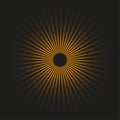 Abstract sunburst rays. Orange dynamic light. Explosion element Vector. Dark background shape. Royalty Free Stock Photo