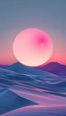 Abstract sunset background with vibrant pink sun and reflections for Instagram stories Royalty Free Stock Photo