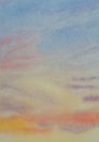 Abstract sunset clouds sky watercolor background. Hand drawn painting art Royalty Free Stock Photo