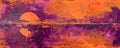 Abstract sunset painting in purple and orange hues Royalty Free Stock Photo