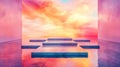 Abstract Sunset Platform Water Minimalist Design Royalty Free Stock Photo