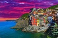 Abstract sunset in Riomaggiore, Cinque Terre. Royalty Free Stock Photo