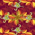 Red, yellow and orange leaf seamless pattern