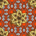 Vector golden mehndi seamless pattern