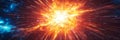 Abstract supernova burst with glowing cybernetic energy rings expanding through space