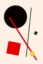 Abstract suprematism composition, retro painting in suprematism style