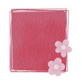 Abstract suqare frame with pink flower watercolor for decoration on floral .