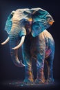 Abstract surreal geometric elephant on dark. Generative AI