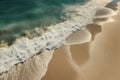 Abstract and surreal landscape view of sand dunes and blue water