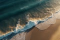 Abstract and surreal landscape view of sand dunes and blue water