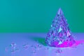 Purple, mint, pink dreamy Christmas tree Neon holographic 3d stage background