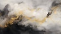Ethereal Cloudscape: Abstract Painting In Gold And Black