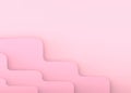 3d rendering. abstract sweet pink curve paper art wall background