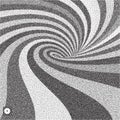 Abstract swirl background. Black and white grainy dotwork design. Pointillism pattern with optical illusion. Stippled vector