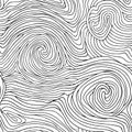 Abstract swirl line doodle seamless pattern. Wooden wave texture