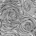 Abstract swirl line doodle seamless pattern. Wooden wave texture